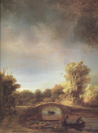 REMBRANDT Harmenszoon van Rijn Details of Landscape with a Stone Bridge (mk33) oil painting image